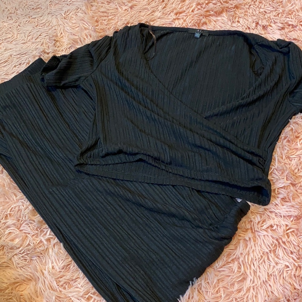 Black crop top and pant set